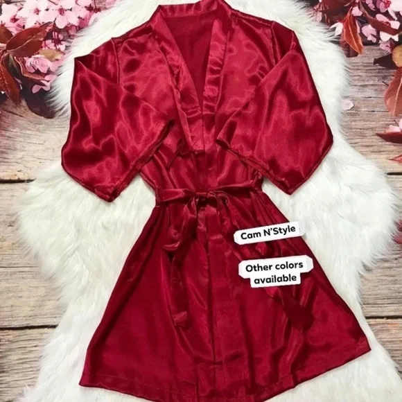 New Satin Silk-Like Kimono Robes - Picture 2 of 6